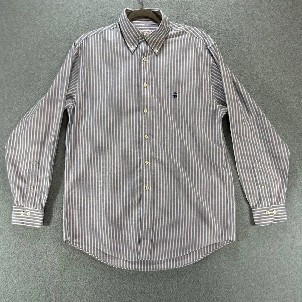 Brooks Brothers Button Down 346 Mens M Blue Pink‎ Stripe Supima Cotton Preppy